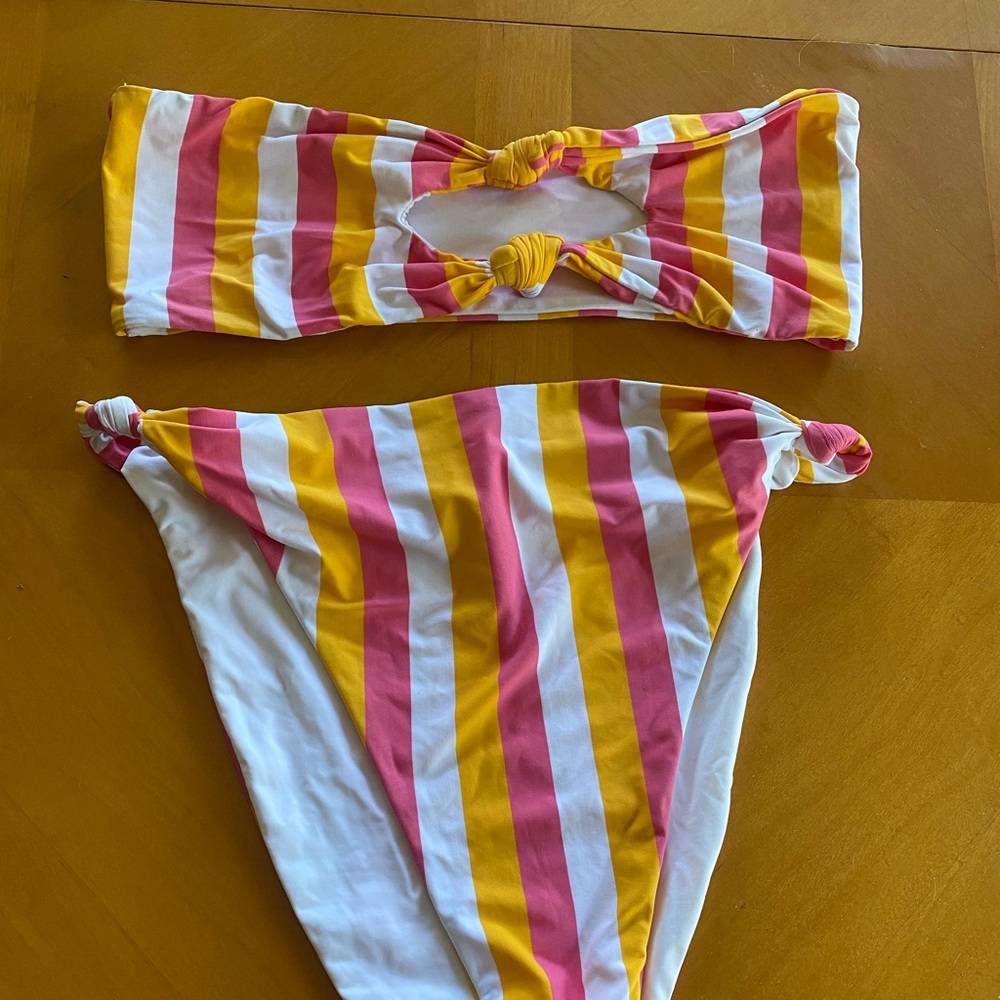 Dippin Daisy’s Daydream Bikini Stripes Pink Orange